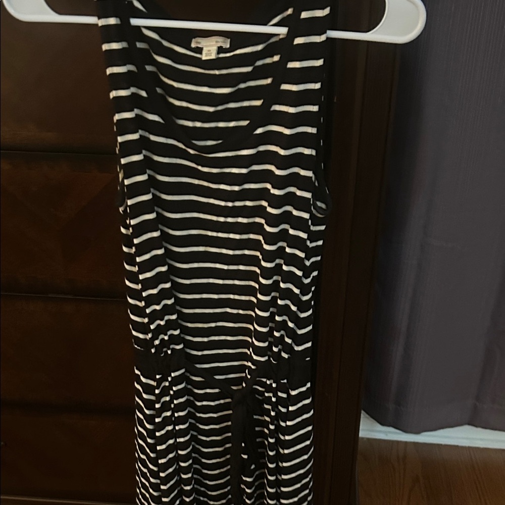 GAP Black and White Striped Midi Dress
